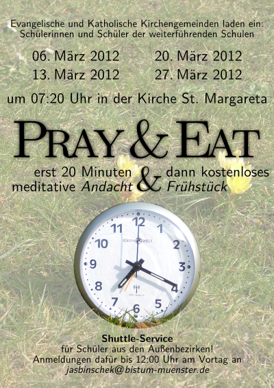 Flyer für Pray & Eat in der Passionszeit 2012